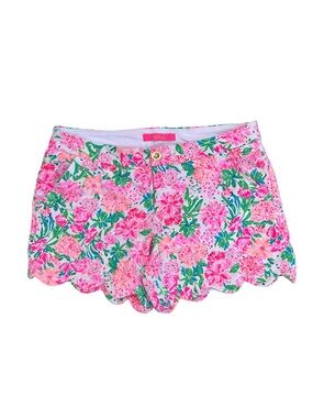 Lilly Pulitzer Pink Floral Scallop-Hem High Waist Shorts